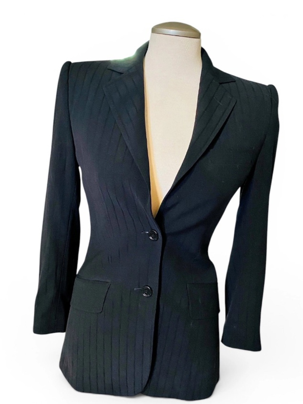 🛍️Dolce & Gabbana Authentic Black Pinstripe Wool Vintage Tailored Women's Blazer
